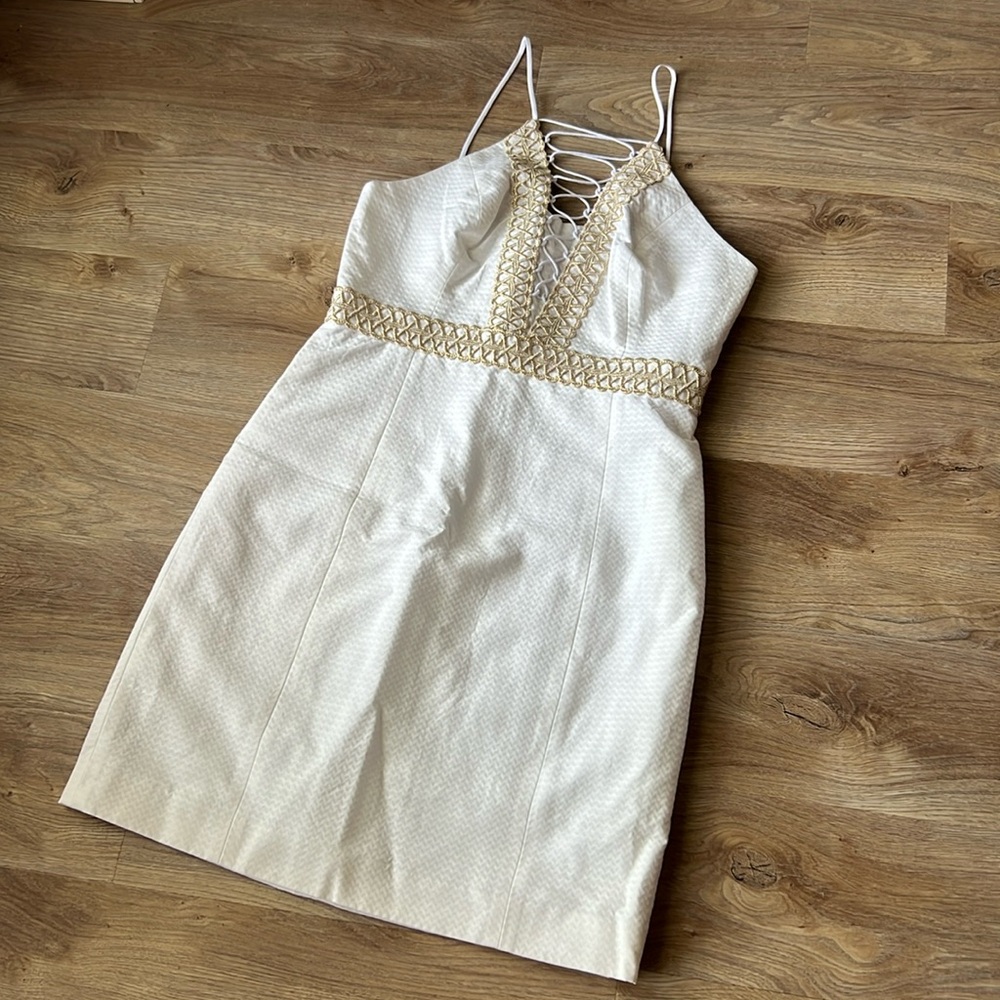 Lilly Pulitzer White with gold trim dress size 8